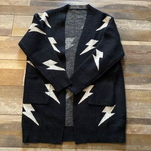 Black and White Lightening Bolt Cardigan